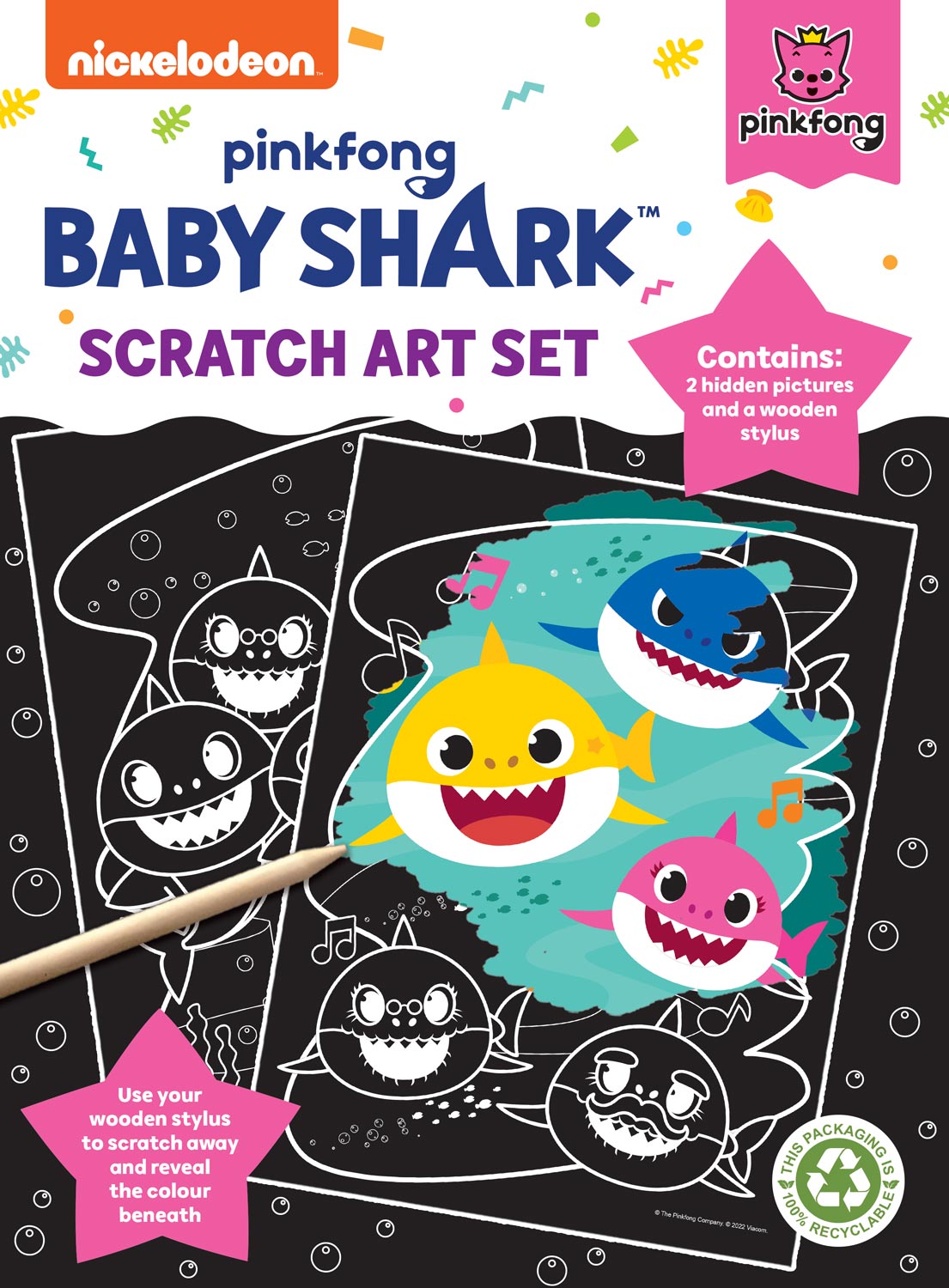 Baby Shark scratch art set