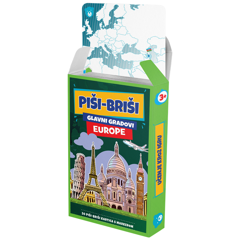 Edukativne karte piši-briši:Glavi gradovi Europe+marker